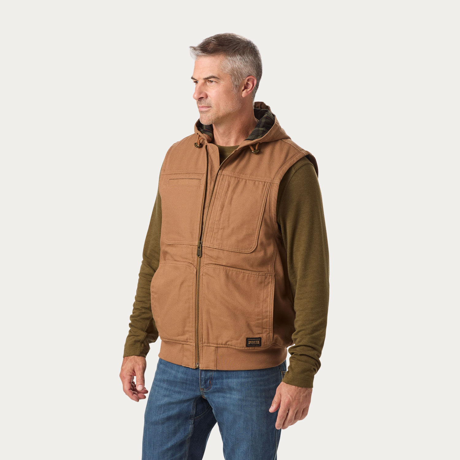 Men's Fire Hose Flannel-Lined Hooded Vest | Duluth Trading Company