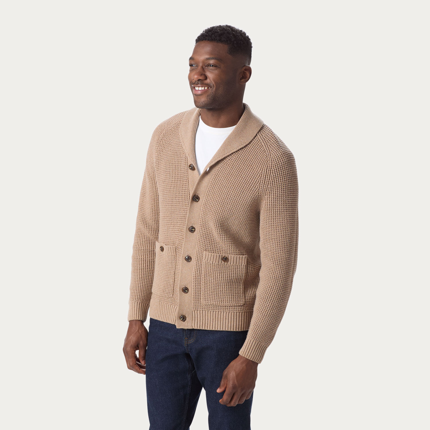 Men's Burly Retirement Shawl Collar Waffle Cardigan | Duluth