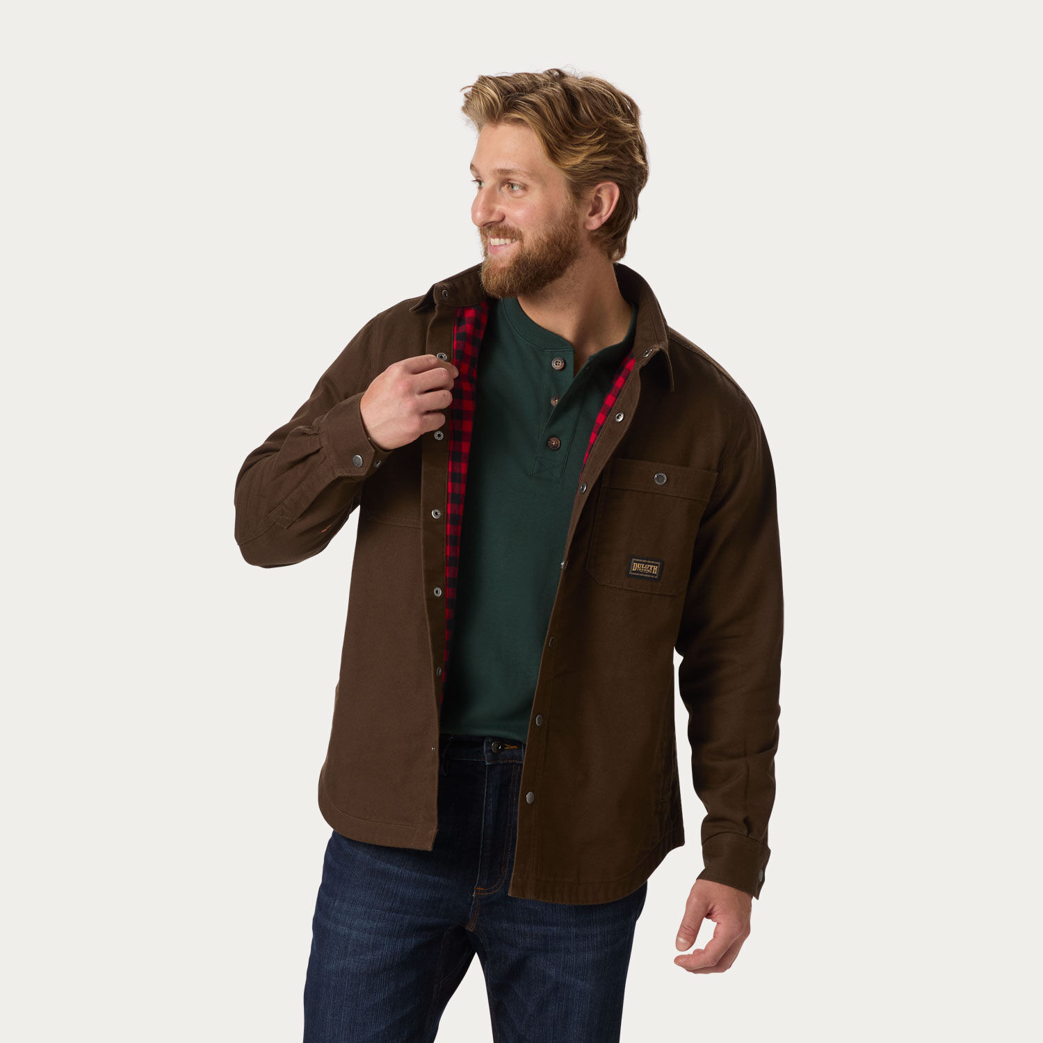 DULUTH TRADINGダックワークジャケットコーデュロイ襟XLブラウンXL Men's Fire Hose Flannel-Lined Limber Jac | Duluth Trading Company