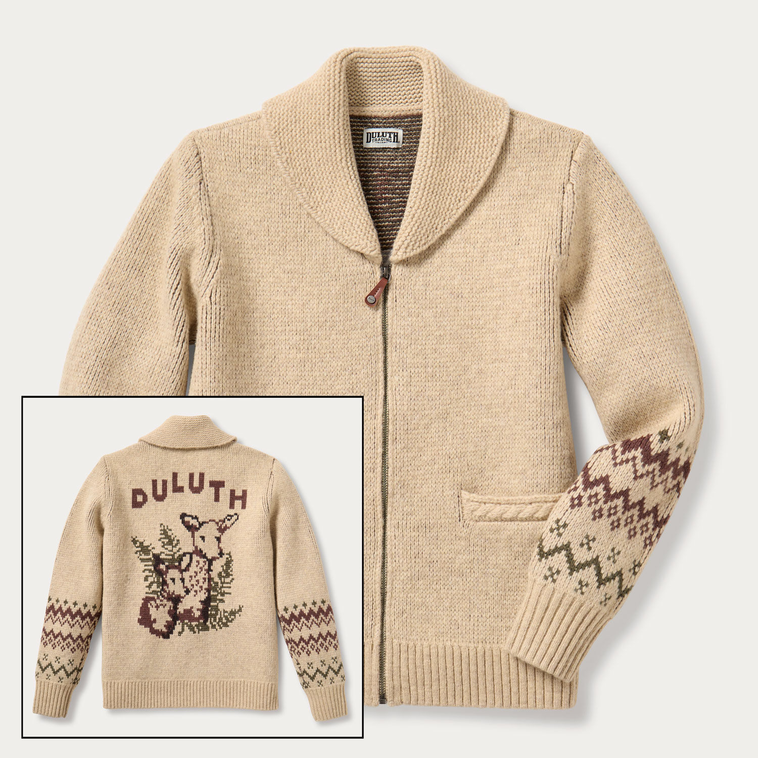 Women's Woolpaca Zip-Front Jacquard Cardigan | Duluth Trading Company
