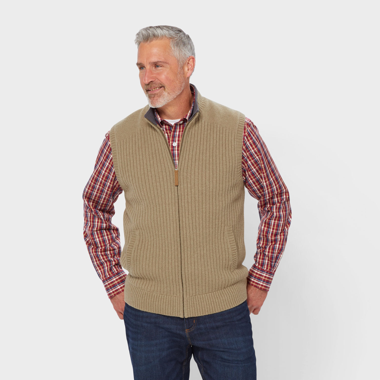 Men's Shetland Wool Windproof Full-Zip Sweater Vest | Duluth
