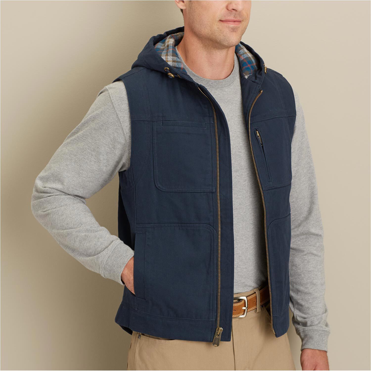 Men's Fire Hose Flannel-Lined Hooded Work Vest | Duluth Trading