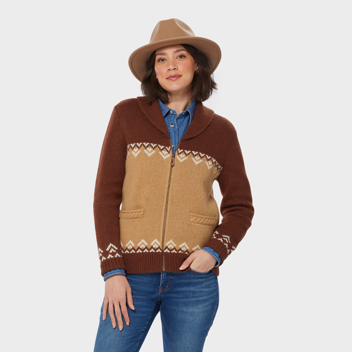 Women's Woolpaca Zip-Front Jacquard Cardigan | Duluth Trading Company