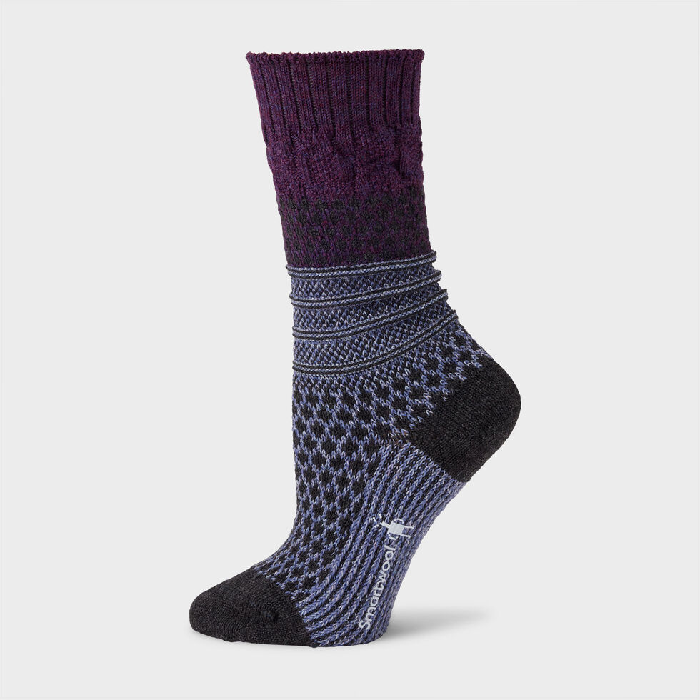 smartwool dress socks womens Women's Popcorn Cable - Purple LRG Color:Celery SABRINA DENIM DRESS PACIFIC Dusty blue and burgundy Cushion crew quality socks from the