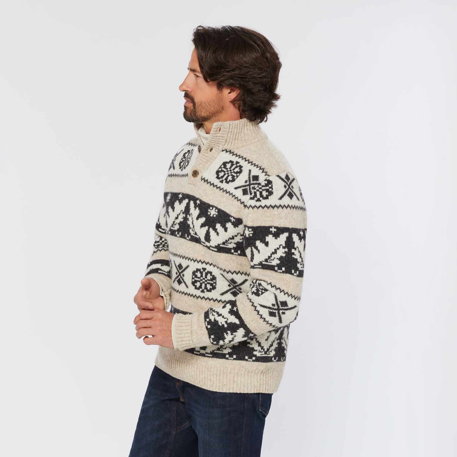 Men's Shetland Wool Logo Fair Isle Mock | Duluth Trading Company