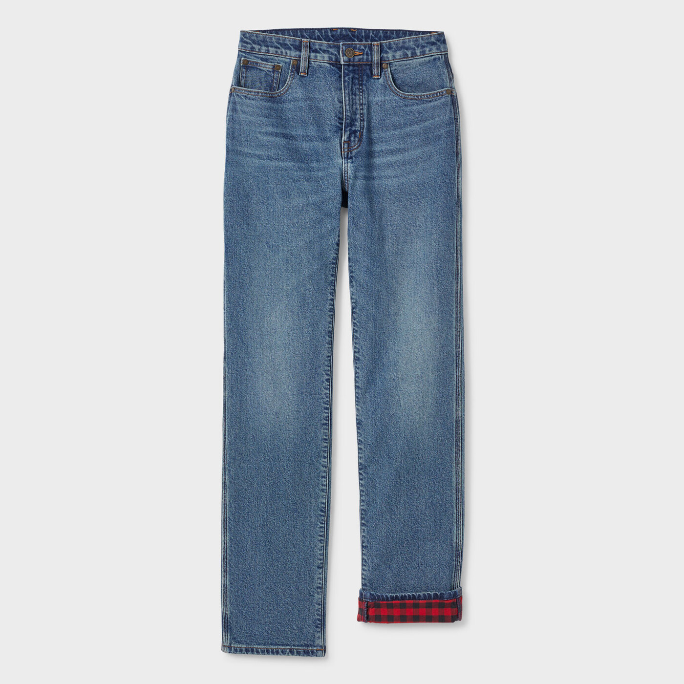 Women's Duluth Heritage Hi-Rise Lined Straight Leg Jeans — Medium Wash by Duluth Trading Co.