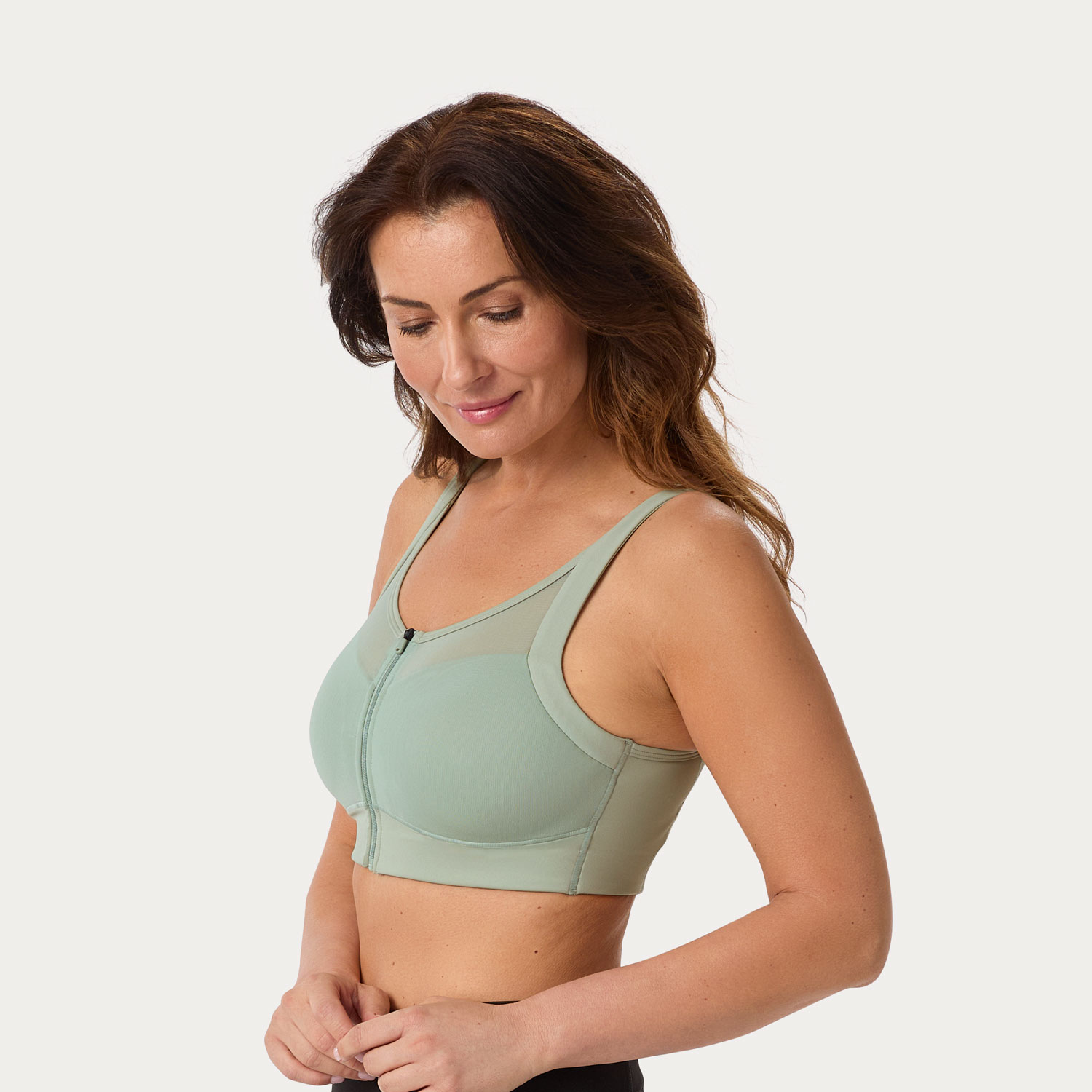 Women's Adjustabust High Impact Zip-Front Mesh Bra