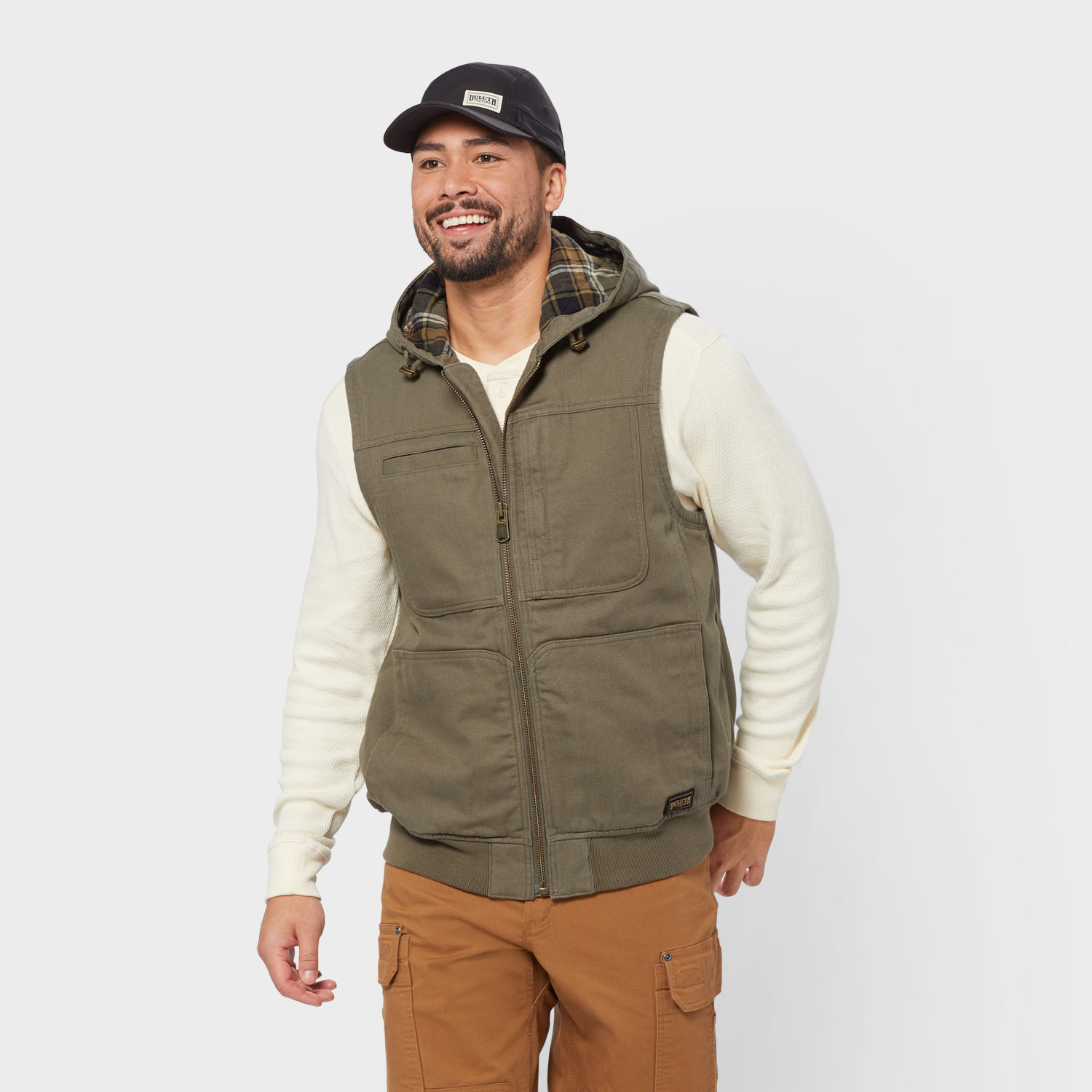 Men's Fire Hose Flannel-Lined Hooded Vest