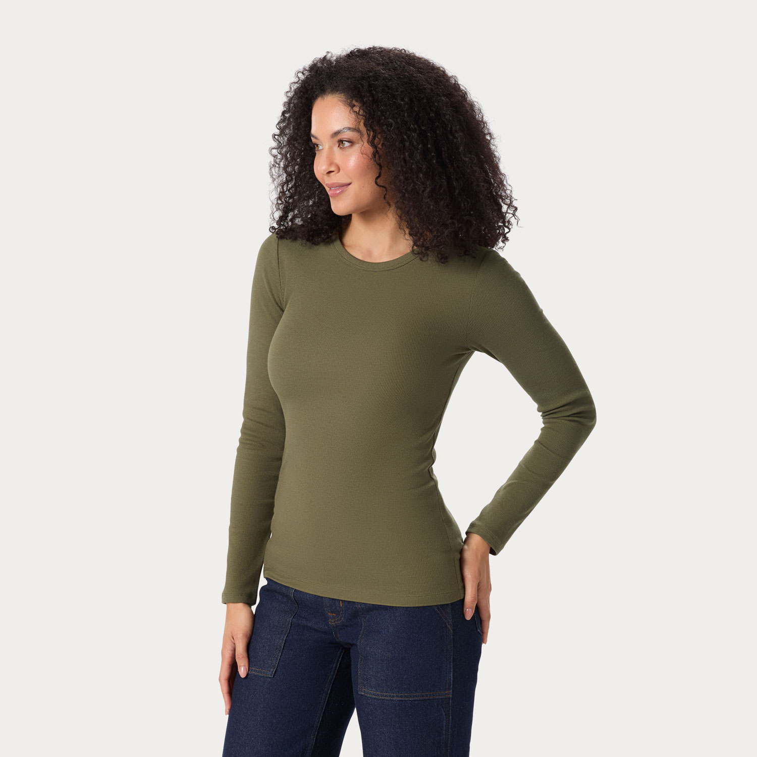 Women's No-Yank Luxe Rib Long Sleeve Crewneck Shirt