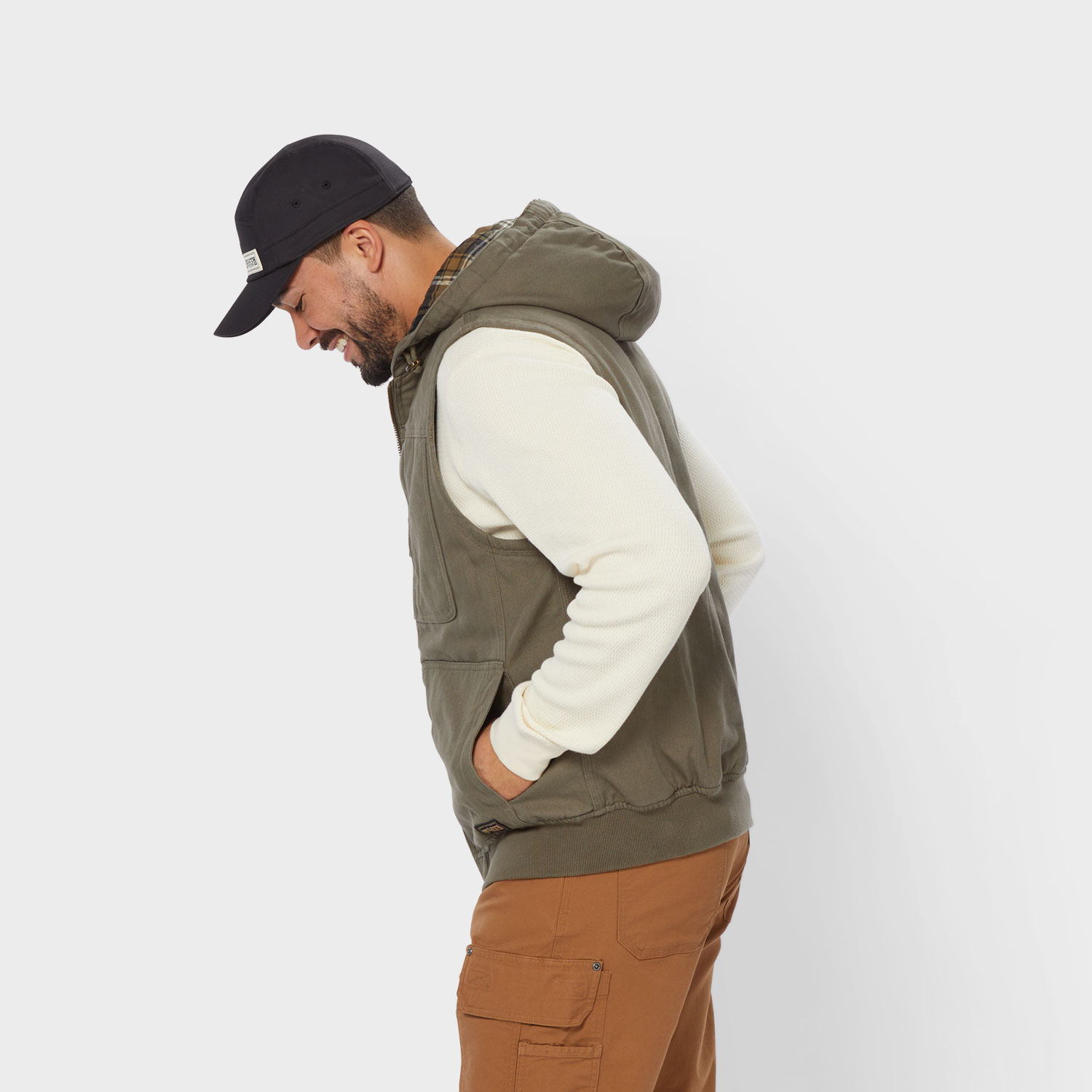 Men's Fire Hose Flannel-Lined Hooded Vest