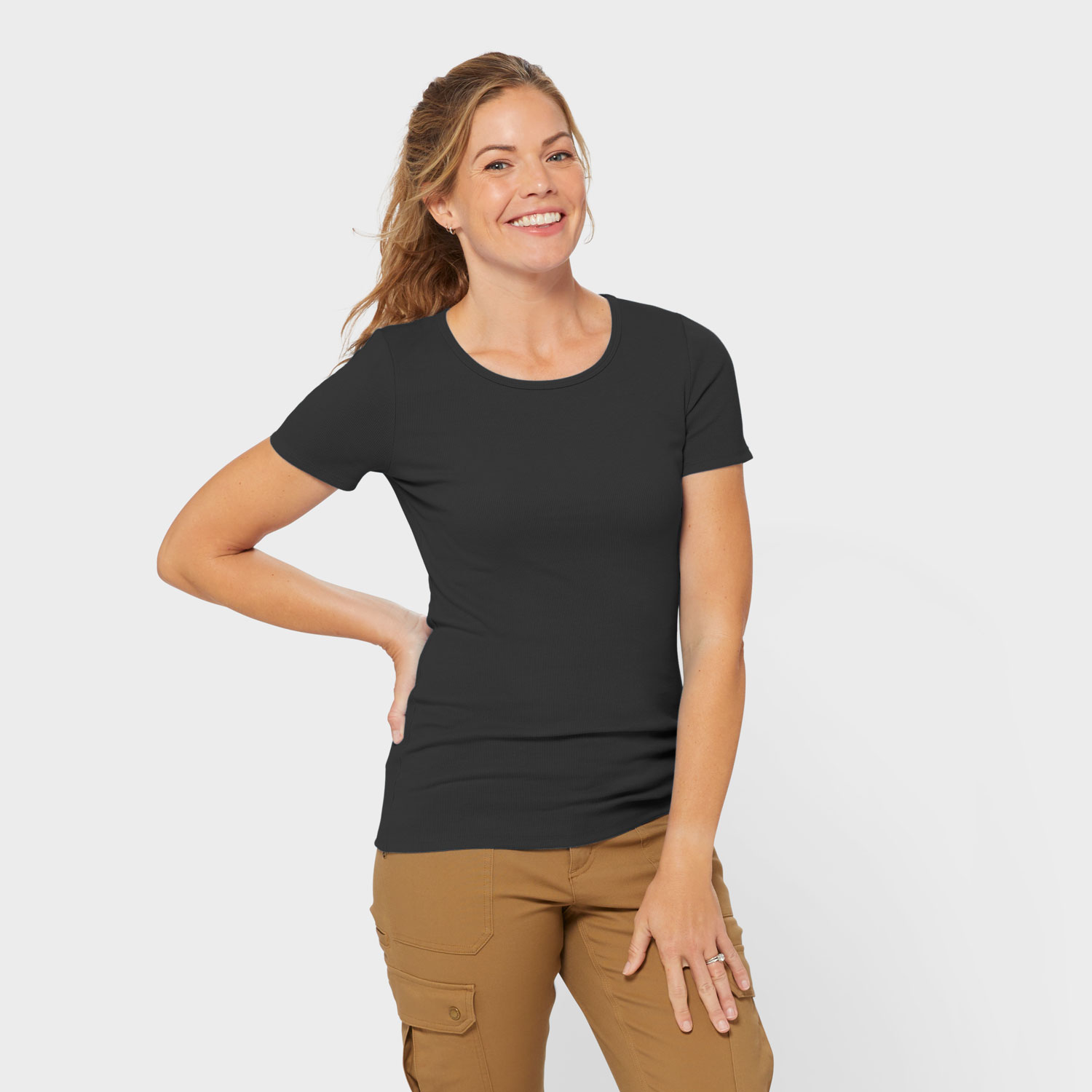 Women's No Yank Rib Short Sleeve Crewneck Tee