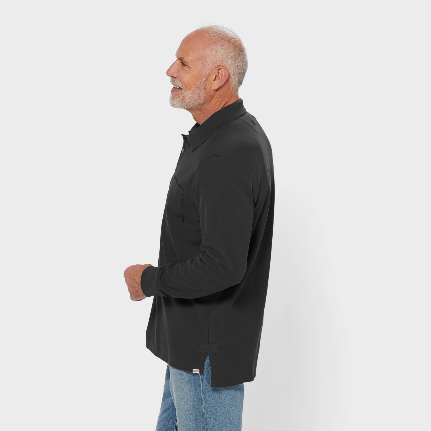 Men's No Polo Shirt Long Sleeve with Pocket