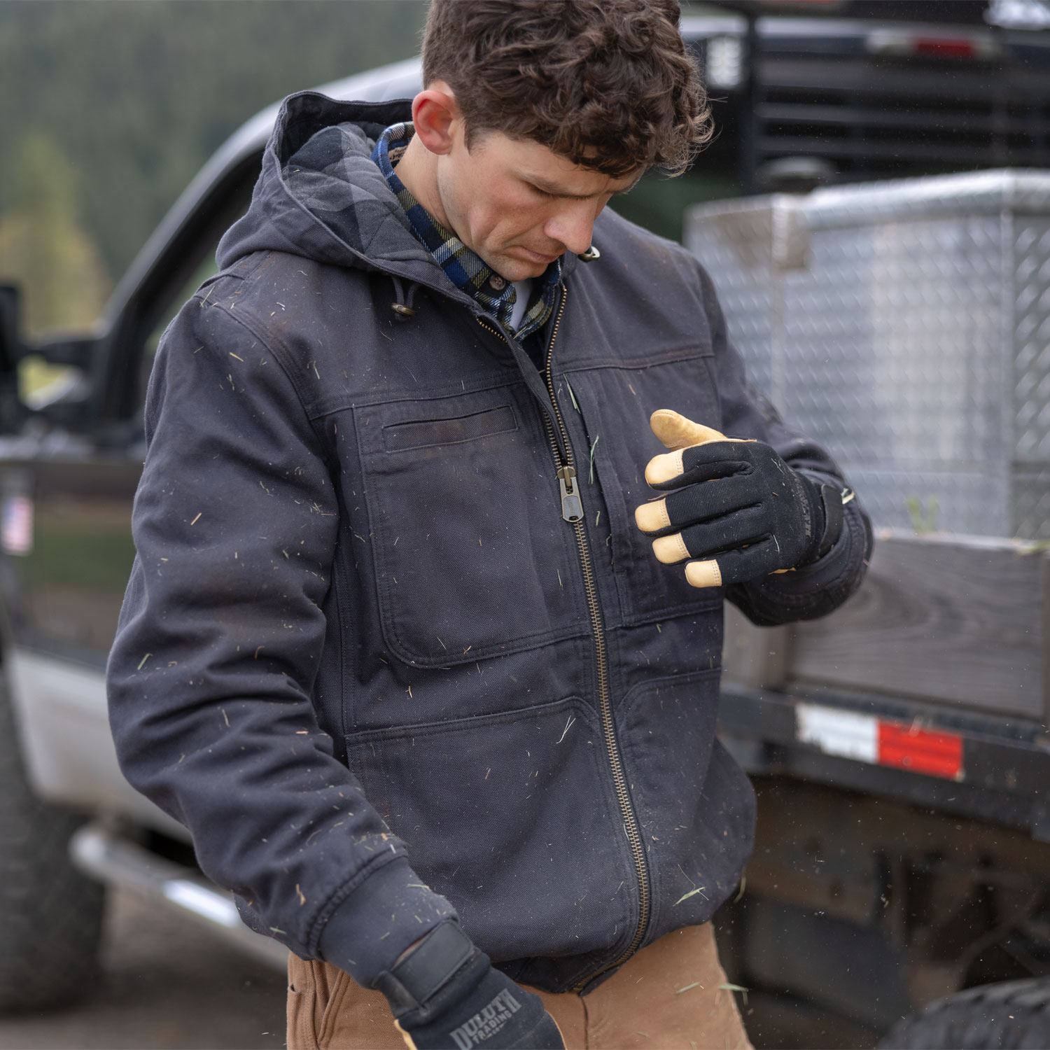 Men's Fire Hose Flannel-Lined Hooded Action Jac