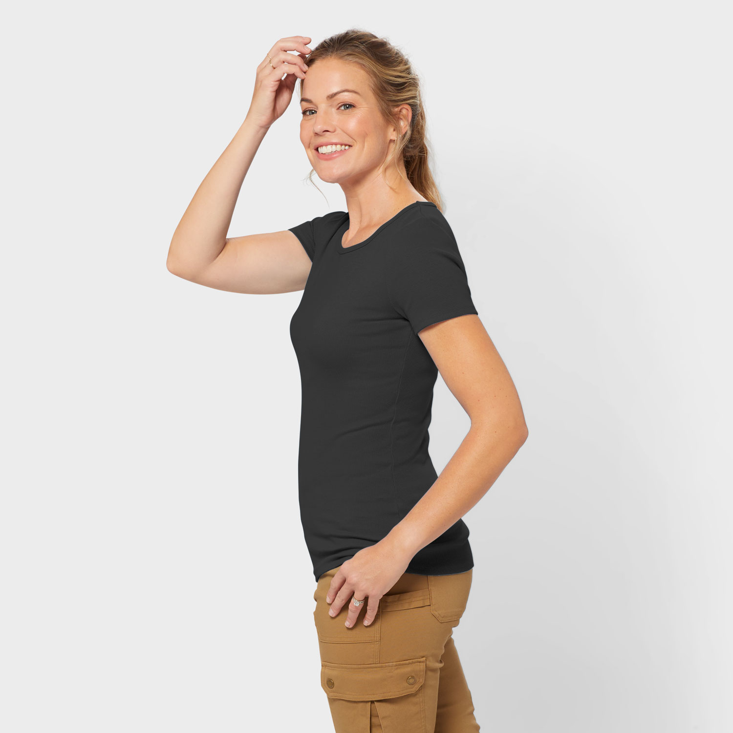 Women's No Yank Rib Short Sleeve Crewneck Tee